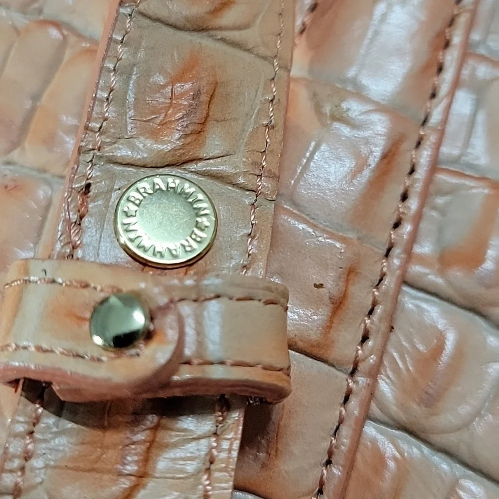 Brahmin Croc-Embossed Leather Tote Bag in Peach